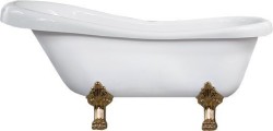 MEXEN/S - Retro voľne stojaca vaňa 170x75 cm biela, nohy zlato , zátka sifónu chrom (53251707500-50)