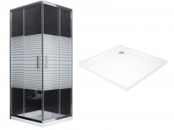 MEXEN/S - Rio Sprchovací kút štvorcový 80x80 cm, transparent / dekor, chróm + vanička so sifónom (860-080-080-01-20-4010)
