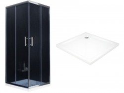 MEXEN/S - Rio Sprchovací kút štvorcový 90x90, grafit, chróm + vanička so sifónom (860-090-090-01-40-4010)