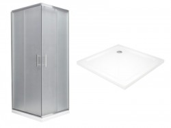 MEXEN/S - Rio Sprchovací kút štvorcový 90x90, szron, chróm + vanička so sifónom (860-090-090-01-30-4010)
