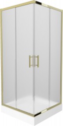 MEXEN/S - Rio sprchovací kút štvorec 90 x 90, dekor, zlato + vanička Rio vrátane výpuste (860-090-090-50-30-4510)