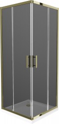 MEXEN/S - Rio sprchovací kút štvorec 90x90, grafit, zlatá + biela vanička so sifónom (860-090-090-50-40-4010G)