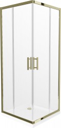 MEXEN/S - Rio sprchovací kút štvorec 90x90, transparent, zlatá + biela vanička so sifónom (860-090-090-50-00-4010G)