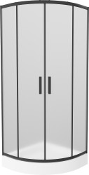 MEXEN/S - Rio sprchovací kút štvrťkruh 70 x 70, dekor, čierny + vanička Rio vrátane výpuste (863-070-070-70-30-4710)