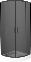 MEXEN/S - Rio sprchovací kút štvrťkruh 70 x 70, grafit, čierny + vanička Rio vrátane výpuste (863-070-070-70-40-4710)