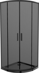 MEXEN/S - Rio sprchovací kút štvrťkruh 80x80, grafit, čierna + čierna vanička so sifónom (863-080-080-70-40-4170B)