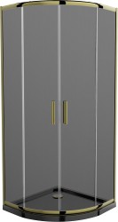 MEXEN/S - Rio sprchovací kút štvrťkruh 80x80, grafit, zlatá + čierna vanička so sifónom (863-080-080-50-40-4170G)