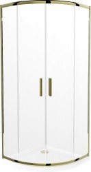 MEXEN/S - Rio sprchovací kút štvrťkruh 80x80, transparent, zlatá + biela vanička so sifónom (863-080-080-50-00-4110G)