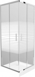 MEXEN/S - Rio štvorcový sprchovací kút 80 x 80, dekor, chróm + vanička Rio (860-080-080-01-20-4510)