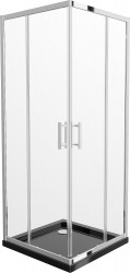 MEXEN/S - Rio štvorcový sprchovací kút 80 x 80, transparent, chróm + vanička so sifónom Flat, čierny (860-080-080-01-00-4070)