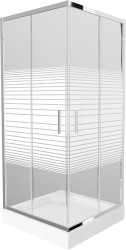 MEXEN/S - Rio štvorcový sprchovací kút 90 x 90, dekor, chróm + vanička Rio (860-090-090-01-20-4510)