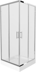 MEXEN/S - Rio štvorcový sprchovací kút 90 x 90, transparent, chróm + vanička Rio (860-090-090-01-00-4510)