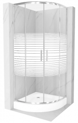 MEXEN/S - Rio štvrťkruhový sprchovací kút 70 x 70, dekor/mráz, chróm + vanička Rio (863-070-070-01-20-4710)