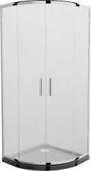 MEXEN/S - Rio štvrťkruhový sprchovací kút 80 x 80, mráz, chróm + vanička so sifónom Flat, čierny (863-080-080-01-30-4170)