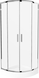 MEXEN/S - Rio štvrťkruhový sprchovací kút 80 x 80, transparent, chróm + vanička Rio (863-080-080-01-00-4710)