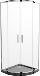 MEXEN/S - Rio štvrťkruhový sprchovací kút 80 x 80, transparent, chróm + vanička so sifónom Flat, čierny (863-080-080-01-00-4170)