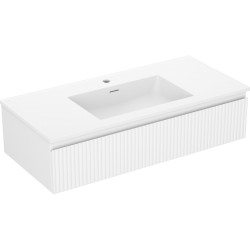 MEXEN/S - Rivel kúpeľňová skrinka 100 cm s umývadlom Otis, 1 šuplík, reliéf, biela mat (91A20-10023-1-BF01-W18M01)