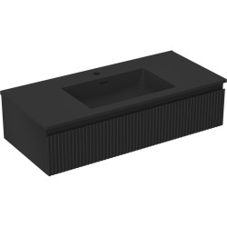 MEXEN/S - Rivel kúpeľňová skrinka 100 cm s umývadlom Otis, 1 šuplík, reliéf, čierna mat (91A20-10023-1-BF71-W18M71)