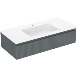 MEXEN/S - Rivel kúpeľňová skrinka 100 cm s umývadlom Otis, 1 šuplík, reliéf, grafit mat/biela mat (91A20-10023-1-BF66-W18M01)