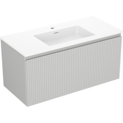 MEXEN/S - Rivel kúpeľňová skrinka 100 cm s umývadlom Otis, 1 šuplík, reliéf, šedá mat/biela mat (91A20-10047-1-BF62-W18M01)