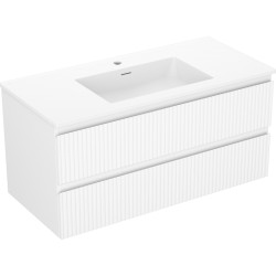 MEXEN/S - Rivel kúpeľňová skrinka 100 cm s umývadlom Otis, 2 zásuvky, reliéf, biela mat (91A20-10047-2-BFF01-W18M01)