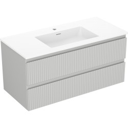 MEXEN/S - Rivel kúpeľňová skrinka 100 cm s umývadlom Otis, 2 zásuvky, reliéf, šedá mat/biela mat (91A20-10047-2-BFF62-W18M01)