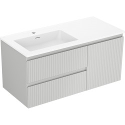 MEXEN/S - Rivel kúpeľňová skrinka 100 cm s umývadlom Otis ľavá, 2S, 1D, reliéf, šedá mat/biela mat (91A23-10047-3-BBFFF62-W18L01)