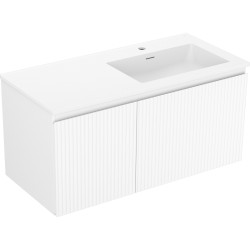 MEXEN/S - Rivel kúpeľňová skrinka 100 cm s umývadlom Otis pravá, 1S, 1D, reliéf, biela mat (91A23-10047-3-BBFF01-W18P01)