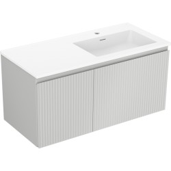 MEXEN/S - Rivel kúpeľňová skrinka 100 cm s umývadlom Otis pravá, 1S, 1D, reliéf, šedá mat/biela mat (91A23-10047-3-BBFF62-W18P01)
