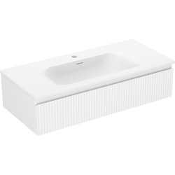 MEXEN/S - Rivel kúpeľňová skrinka 100 cm s umývadlom Vela, 1 šuplík, reliéf, biela mat (91A20-10023-1-BF01-W23M01)