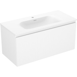 MEXEN/S - Rivel kúpeľňová skrinka 100 cm s umývadlom Vela, 1 šuplík, reliéf, biela mat (91A20-10047-1-BF01-W23M01)
