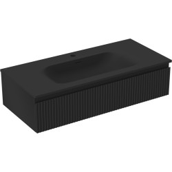 MEXEN/S - Rivel kúpeľňová skrinka 100 cm s umývadlom Vela, 1 šuplík, reliéf, čierna mat (91A20-10023-1-BF71-W23M71)