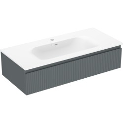 MEXEN/S - Rivel kúpeľňová skrinka 100 cm s umývadlom Vela, 1 šuplík, reliéf, grafit mat/biela mat (91A20-10023-1-BF66-W23M01)