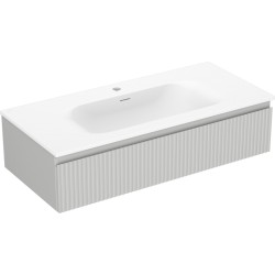 MEXEN/S - Rivel kúpeľňová skrinka 100 cm s umývadlom Vela, 1 šuplík, reliéf, sivá mat/biela mat (91A20-10023-1-BF62-W23M01)