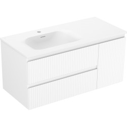 MEXEN/S - Rivel kúpeľňová skrinka 100 cm s umývadlom Vela ľavá, 2S, 1D, reliéf, biela mat (91A23-10047-3-BBFFF01-W23L01)