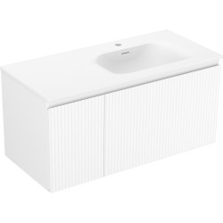 MEXEN/S - Rivel kúpeľňová skrinka 100 cm s umývadlom Vela pravá, 1S, 1D, reliéf, biela mat (91A23-10047-3-BBFF01-W23P01)