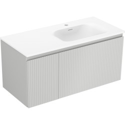 MEXEN/S - Rivel kúpeľňová skrinka 100 cm s umývadlom Vela pravá, 1S, 1D, reliéf, šedá mat/biela mat (91A23-10047-3-BBFF62-W23P01)