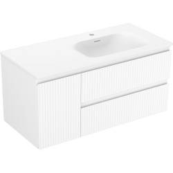 MEXEN/S - Rivel kúpeľňová skrinka 100 cm s umývadlom Vela pravá, 2S, 1D, reliéf, biela mat (91A23-10047-3-BBFFF01-W23P01)