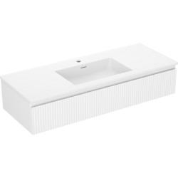 MEXEN/S - Rivel kúpeľňová skrinka 120 cm s umývadlom Otis, 1 šuplík, reliéf, biela mat (91A20-12023-1-BF01-W18M01)