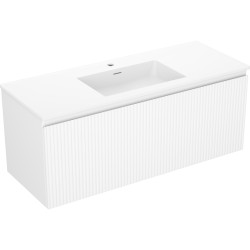 MEXEN/S - Rivel kúpeľňová skrinka 120 cm s umývadlom Otis, 1 šuplík, reliéf, biela mat (91A20-12047-1-BF01-W18M01)