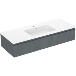 MEXEN/S - Rivel kúpeľňová skrinka 120 cm s umývadlom Otis, 1 šuplík, reliéf, grafit mat/biela mat - 91A20-12023-1-BF66-W18M0 (91A20-12023-1-BF66-W18M01)