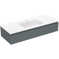 MEXEN/S - Rivel kúpeľňová skrinka 120 cm s umývadlom Otis, 1 šuplík, reliéf, grafit mat/biela mat - 91A20-12023-1-BF66-W18M0 (91A20-12023-1-BF66-W18M01)