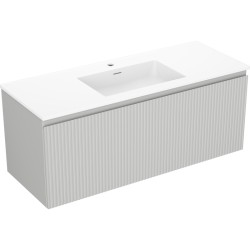 MEXEN/S - Rivel kúpeľňová skrinka 120 cm s umývadlom Otis, 1 šuplík, reliéf, šedá mat/biela mat (91A20-12047-1-BF62-W18M01)