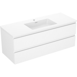 MEXEN/S - Rivel kúpeľňová skrinka 120 cm s umývadlom Otis, 2 zásuvky, reliéf, biela mat (91A20-12047-2-BFF01-W18M01)
