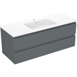 MEXEN/S - Rivel kúpeľňová skrinka 120 cm s umývadlom Otis, 2 zásuvky, reliéf, grafit mat/biela mat - 91A20-12047-2-BFF66-W18M (91A20-12047-2-BFF66-W18M01)