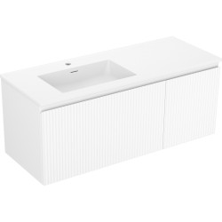 MEXEN/S - Rivel kúpeľňová skrinka 120 cm s umývadlom Otis ľavá, 1S, 1D, reliéf, biela mat (91A23-12047-3-BBFF01-W18L01)