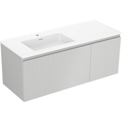 MEXEN/S - Rivel kúpeľňová skrinka 120 cm s umývadlom Otis ľavá, 1S, 1D, reliéf, šedá mat/biela mat (91A23-12047-3-BBFF62-W18L01)