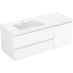 MEXEN/S - Rivel kúpeľňová skrinka 120 cm s umývadlom Otis ľavá, 2S, 1D, reliéf, biela mat (91A23-12047-3-BBFFF01-W18L01)