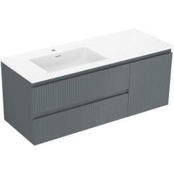 MEXEN/S - Rivel kúpeľňová skrinka 120 cm s umývadlom Otis ľavá, 2S, 1D, reliéf, grafit/biela mat (91A23-12047-3-BBFFF66-W18L01)