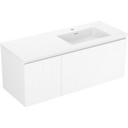 MEXEN/S - Rivel kúpeľňová skrinka 120 cm s umývadlom Otis pravá, 1S, 1D, reliéf, biela mat (91A23-12047-3-BBFF01-W18P01)